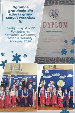 ogromne gratulacje dla Zosi z rybek oraz Alicji z Biedronek !!! Dziewczynki zdobyły wyróżnienie w Konkursie “Pamiętajmy o tradycji” z - 1